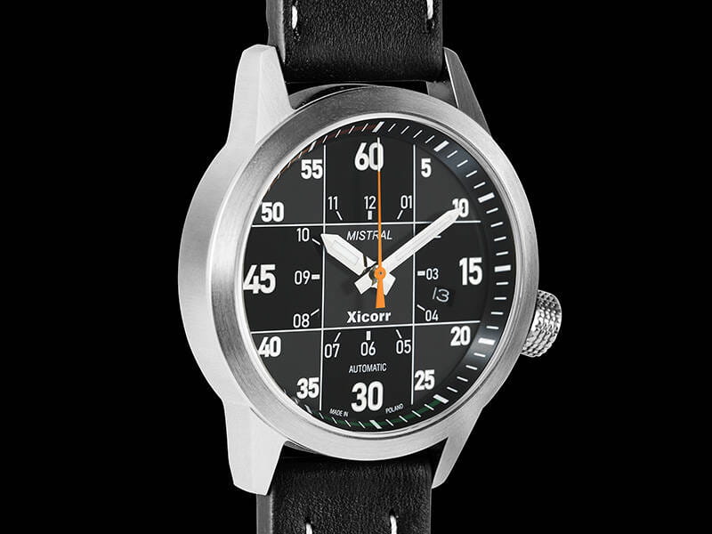 Zegarek Xicorr Mistral czarny z pomarańczowym sekundnikiem X0602