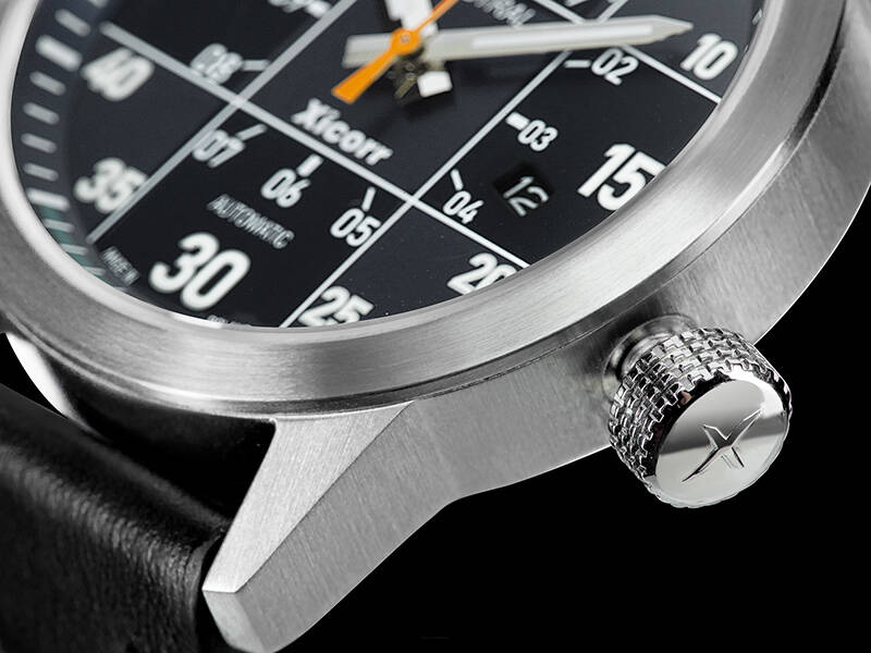 Zegarek Xicorr Mistral czarny z pomarańczowym sekundnikiem X0602