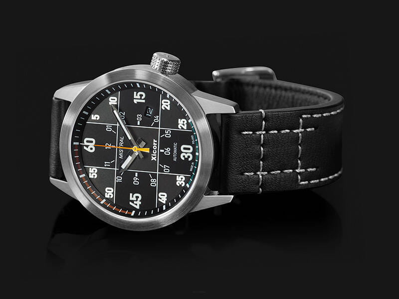 Zegarek Xicorr Mistral czarny z pomarańczowym sekundnikiem X0602