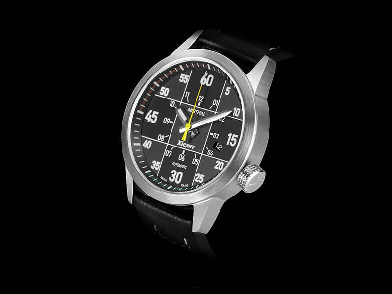 Zegarek Xicorr Mistral czarny z żółtym sekundnikiem X0603