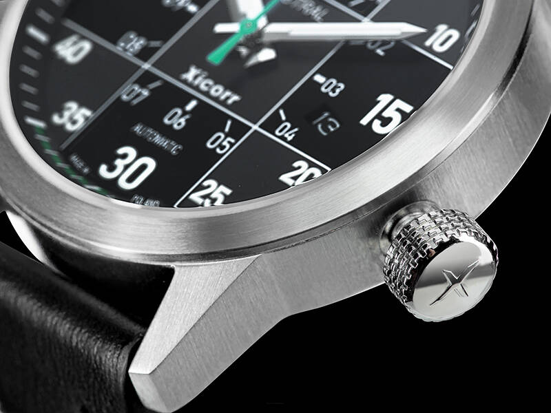 Zegarek Xicorr Mistral czarny z zielonym sekundnikiem X0604