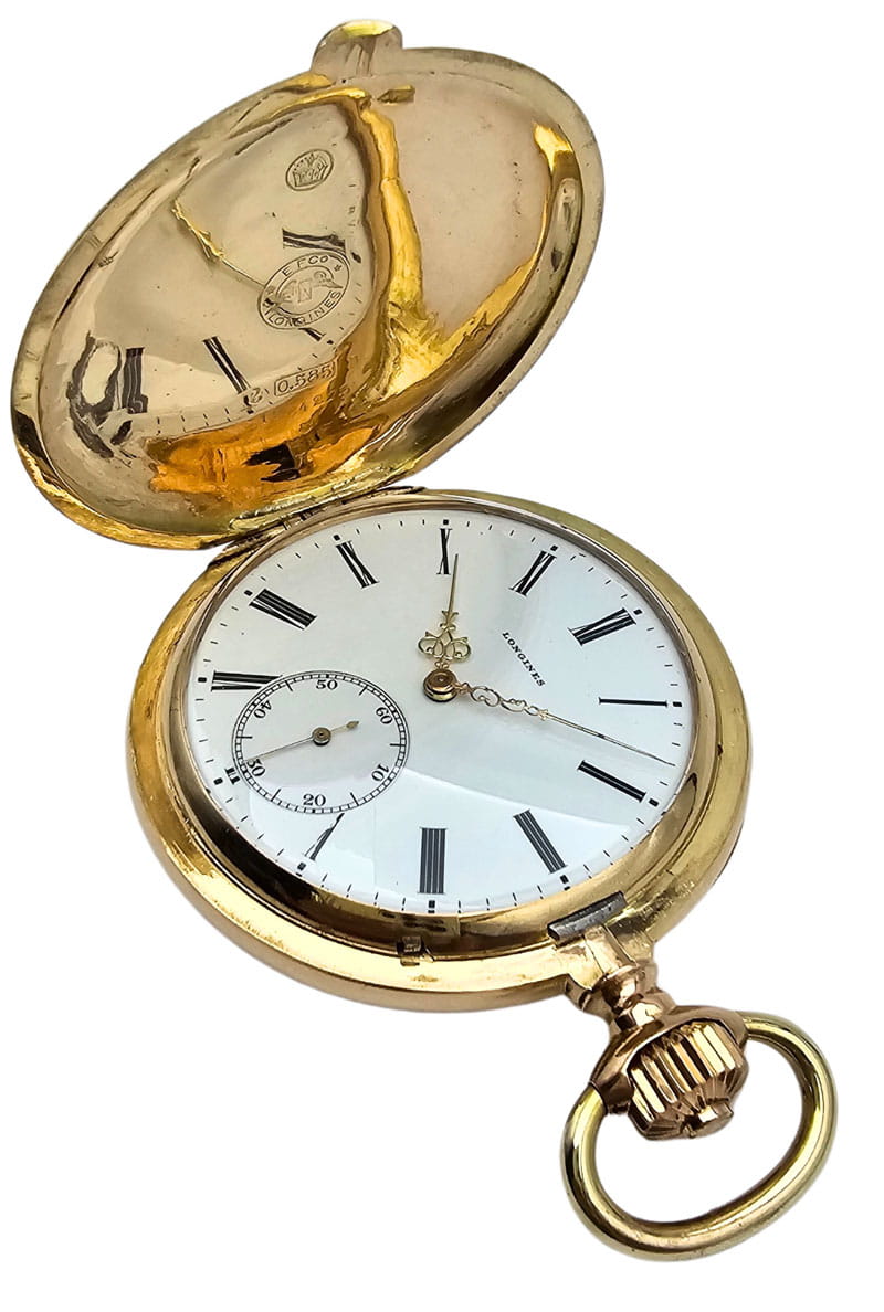 Używany Złoty kieszonkowy LONGINES z 1902 roku! IDEAŁ + ZŁOTA DEWIZKA