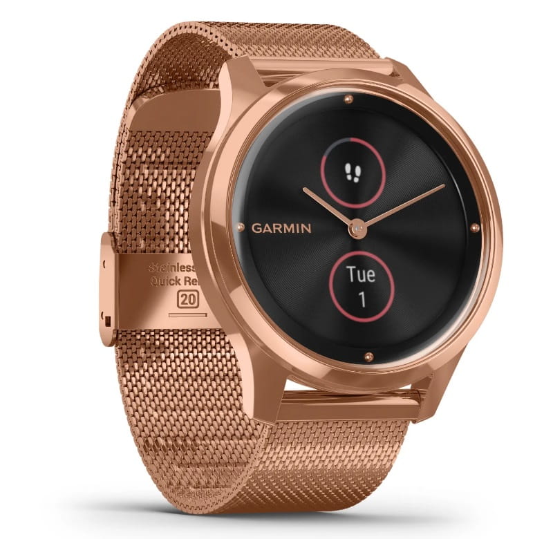 Zegarek GARMIN VIVOMOVE 010-02241-24 SMARTWATCH KOPERTA Z STALI Z PVD Z BRANSOLETĄ MILANESE 0100224124