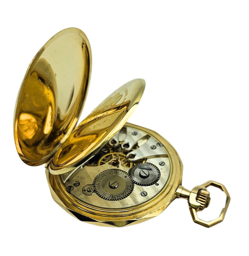 Złoty 14kt zegarek kieszonkowy TAVANES  kryty stan idealny