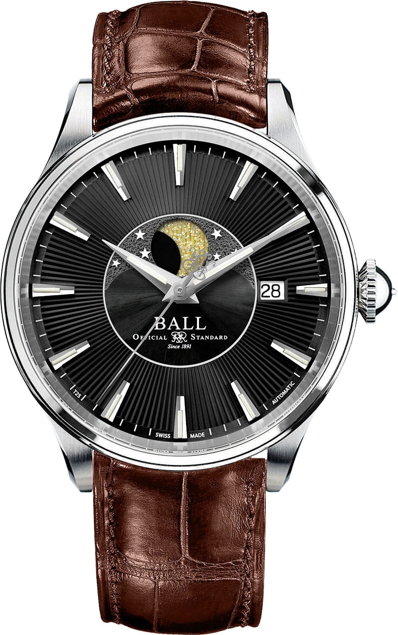 Zegarek Ball Trainmaster Moon Phase NM3082D-LLJ-BK (NM3082DLLJBK)