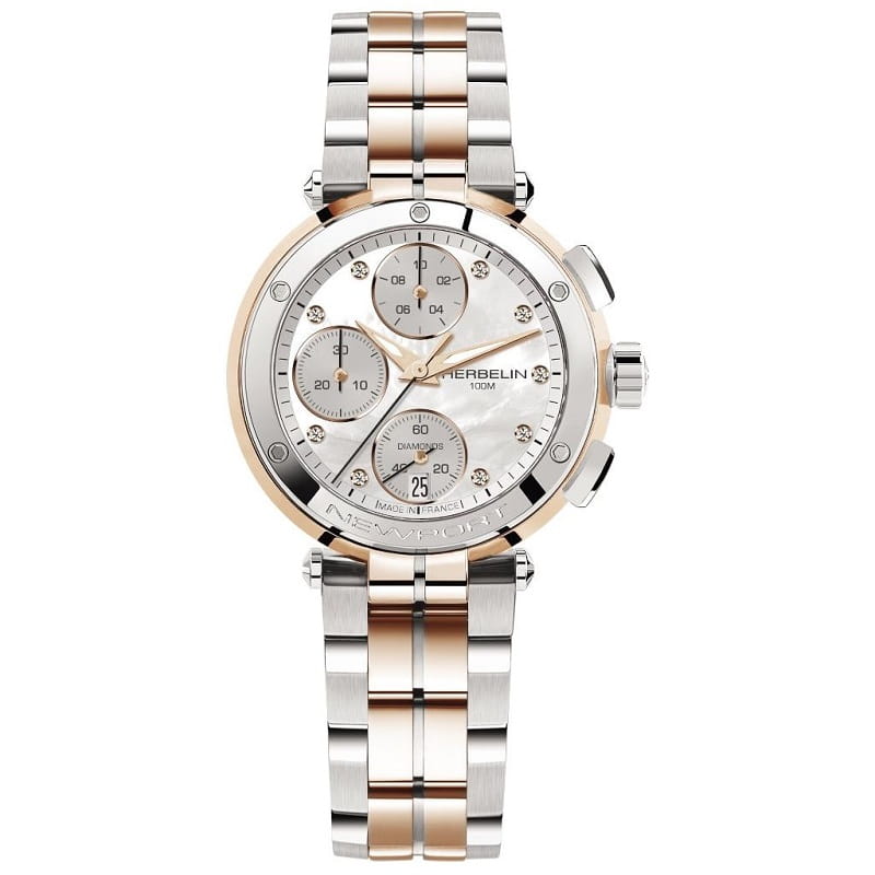 Zegarek Herbelin Newport Chronograph Diamonds 35688BTR89 (35688/BTR89)