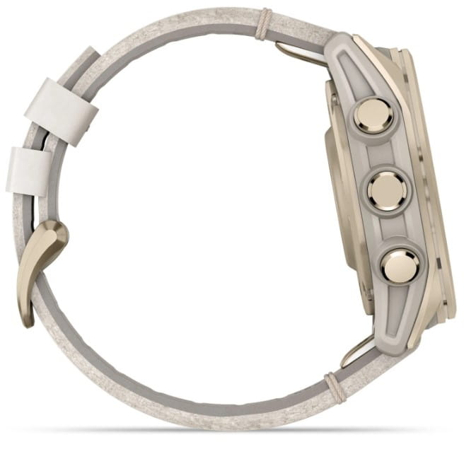 Zegarek GARMIN FENIX 8 43 mm SAPPHIRE AMOLED SOLAR 010-02903-40 SMARTWATCH (010-02903-40) Soft gold ze skórzanym paskiem