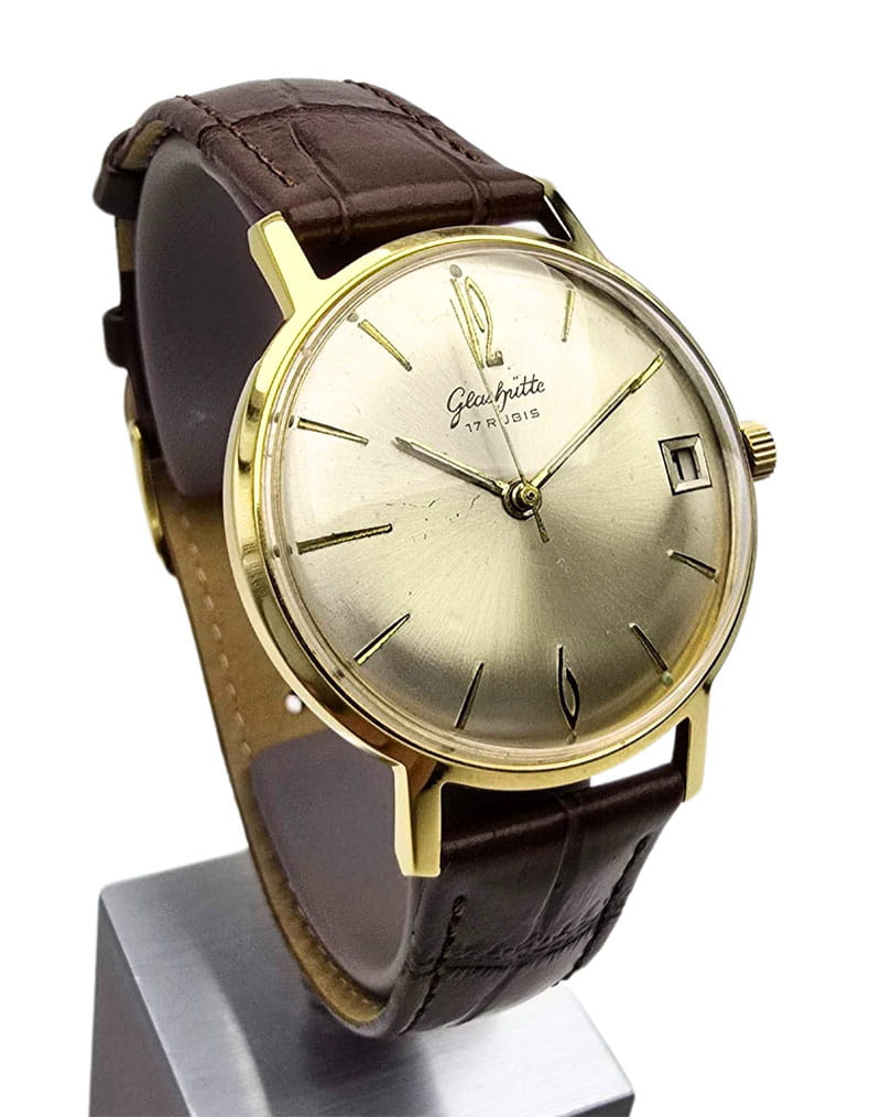 Używany pozłacany  zegarek GLASHUTTE 17 rubis