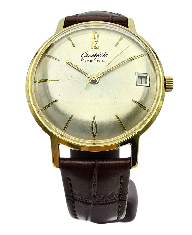 Używany pozłacany  zegarek GLASHUTTE 17 rubis