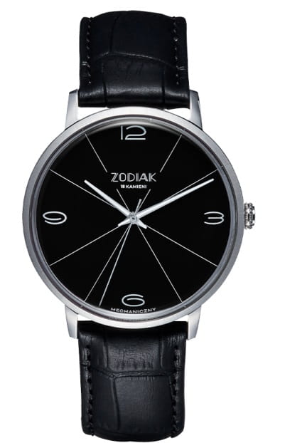 Zegarek Błonie Zodiak Mechaniczny Czarny 5PB017 Q-249 (5906391993561) szafirowe szkło