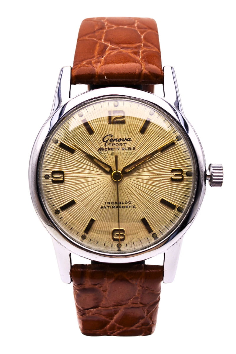 Używany Męski Zegarek GENEVA z giloszem prążkowanym