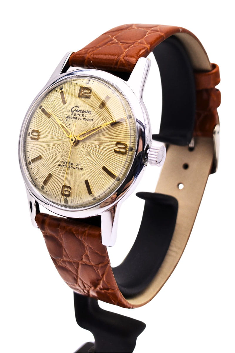 Używany Męski Zegarek GENEVA z giloszem prążkowanym