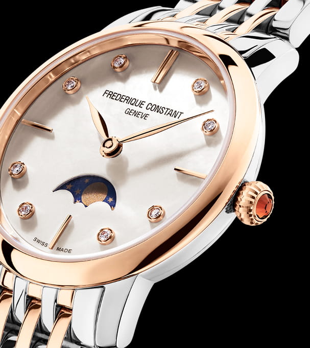 Zegarek Frederique Constant Classics Slimline Ladies Moonphase FC-206MPWD1S2B (FC206MPWD1S2B)