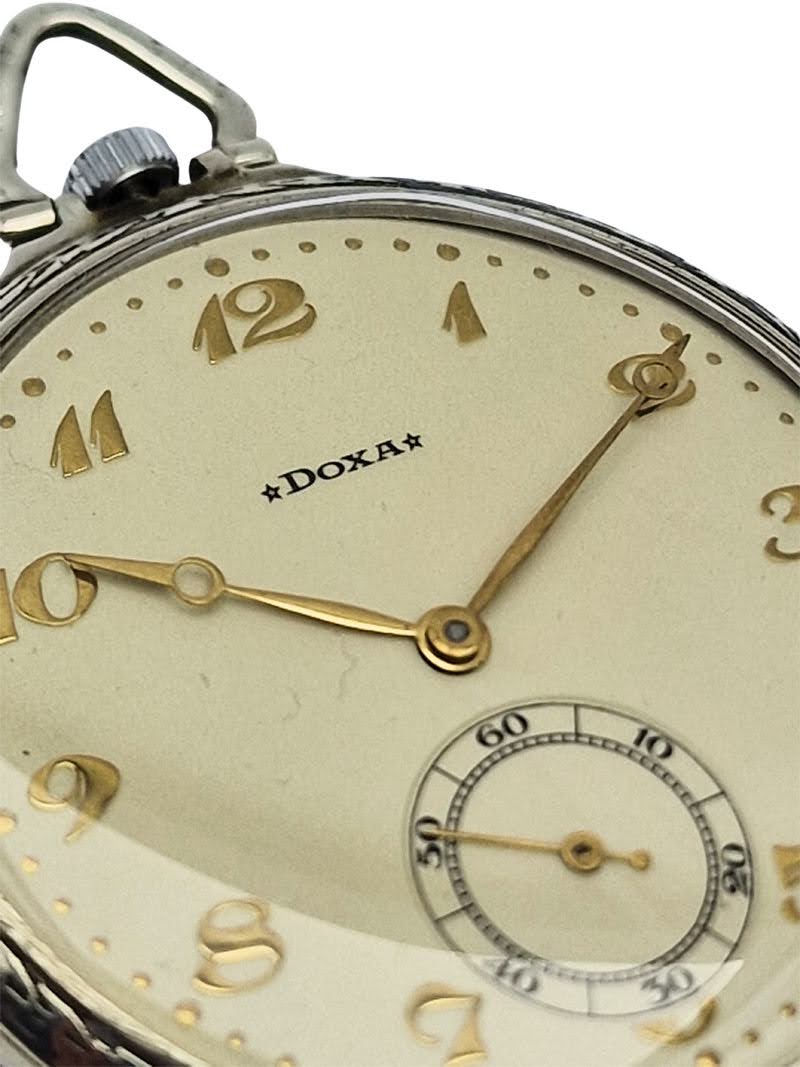 Unikatowa kieszonkowa Doxa w srebrnej kopercie - Perfekcyjny stan!