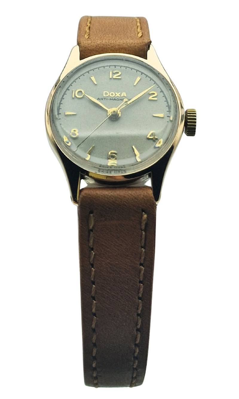 Złota 14K Doxa Anti-Magnetic z lat 50. - perfekcyjny stan! Szwajcarski zegarek mechaniczny kraków.