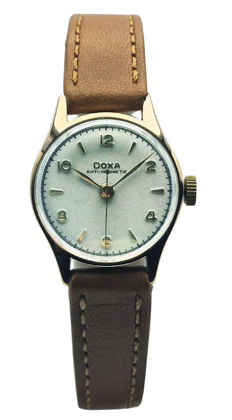 Złota 14K Doxa Anti-Magnetic z lat 50. - perfekcyjny stan! Kraków zegarek mechaniczny.