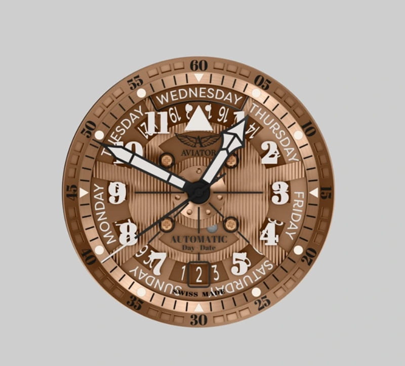 Zegarek Aviator Douglas Day Date Meca 41  V.3.36.8.290.4 tarcza