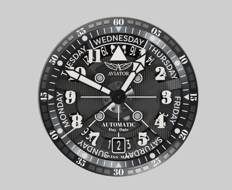 Zegarek Aviator Douglas Day Date Meca 41 V.3.36.0.284.4 tarcza