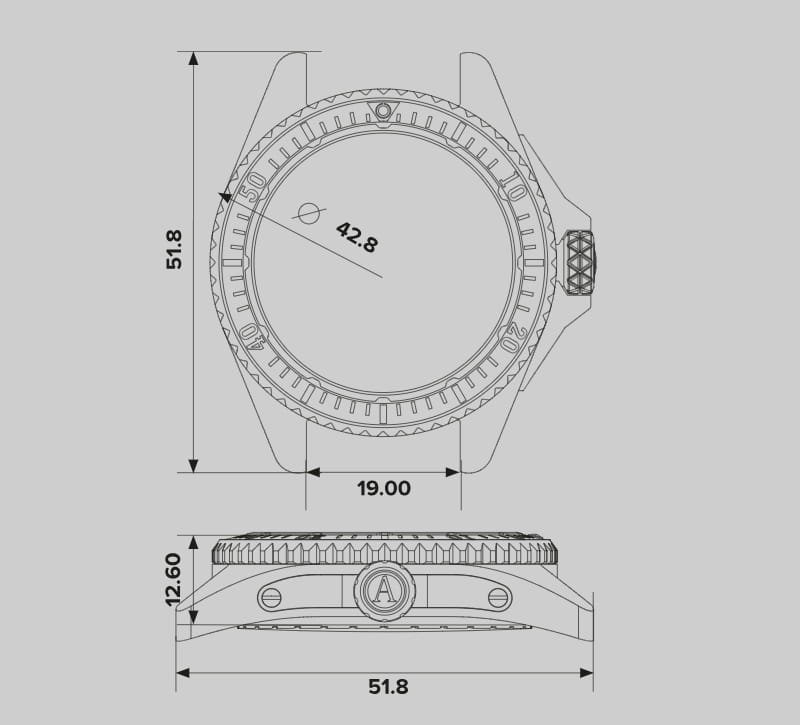 Zegarek Aviator XPRO DIVE 300 wymiary