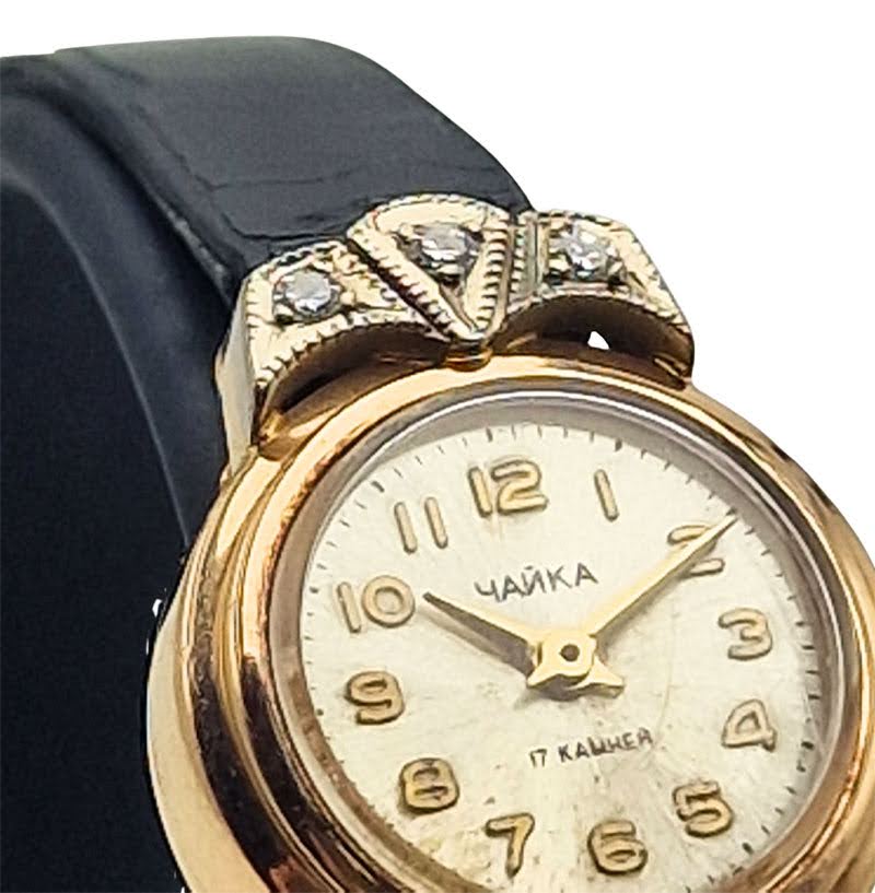 Czajka „Чайка” 1601A złoto 14K z diamentami - doskonały stan!