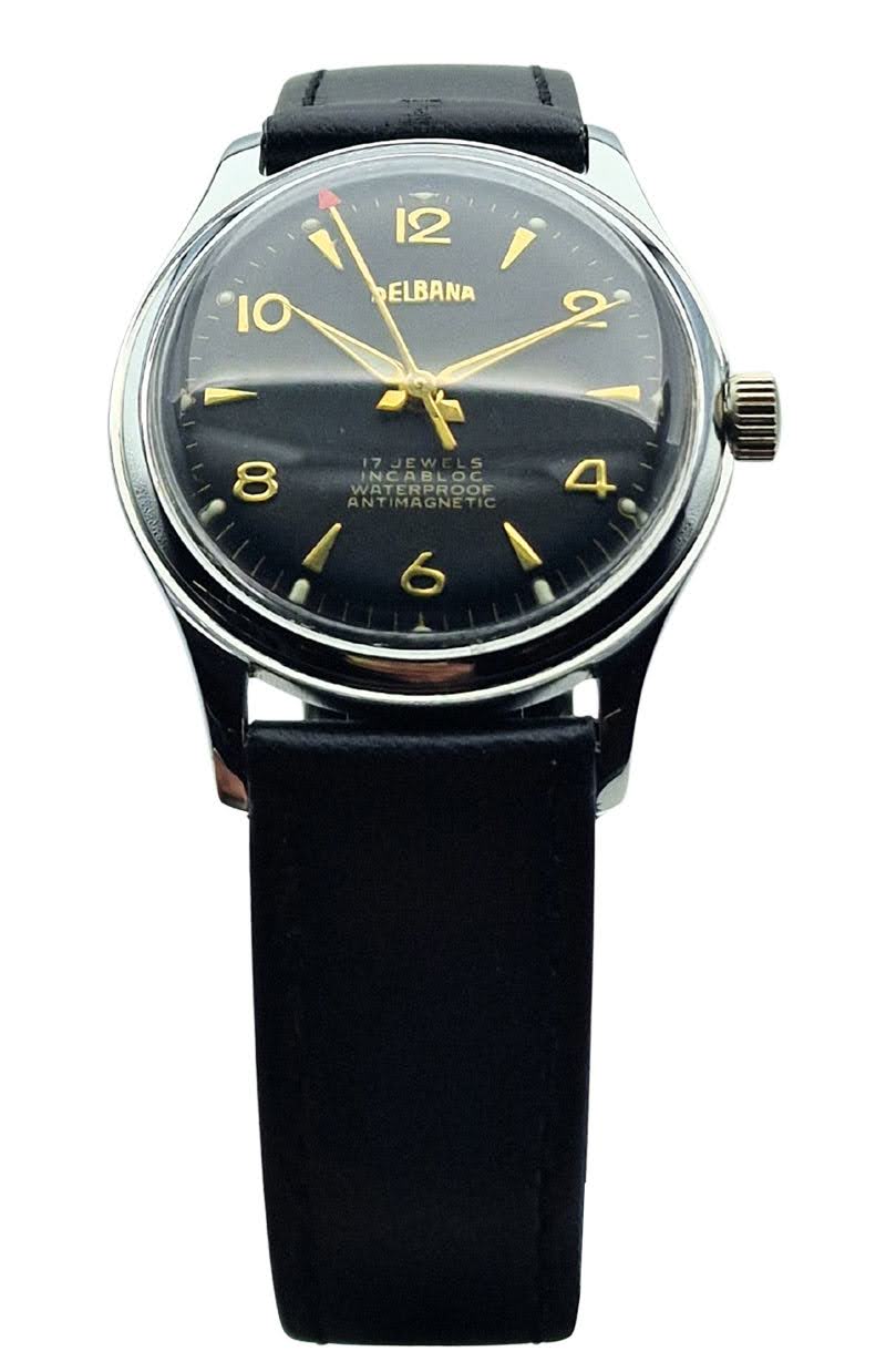 Zegarek vintage Delbana – czarny unikat premium