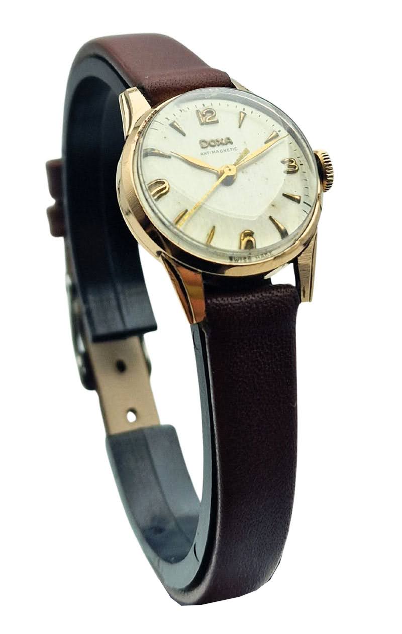 Damska złota 14K Doxa Anti-Magnetic z lat 50. - perfekcyjny stan!