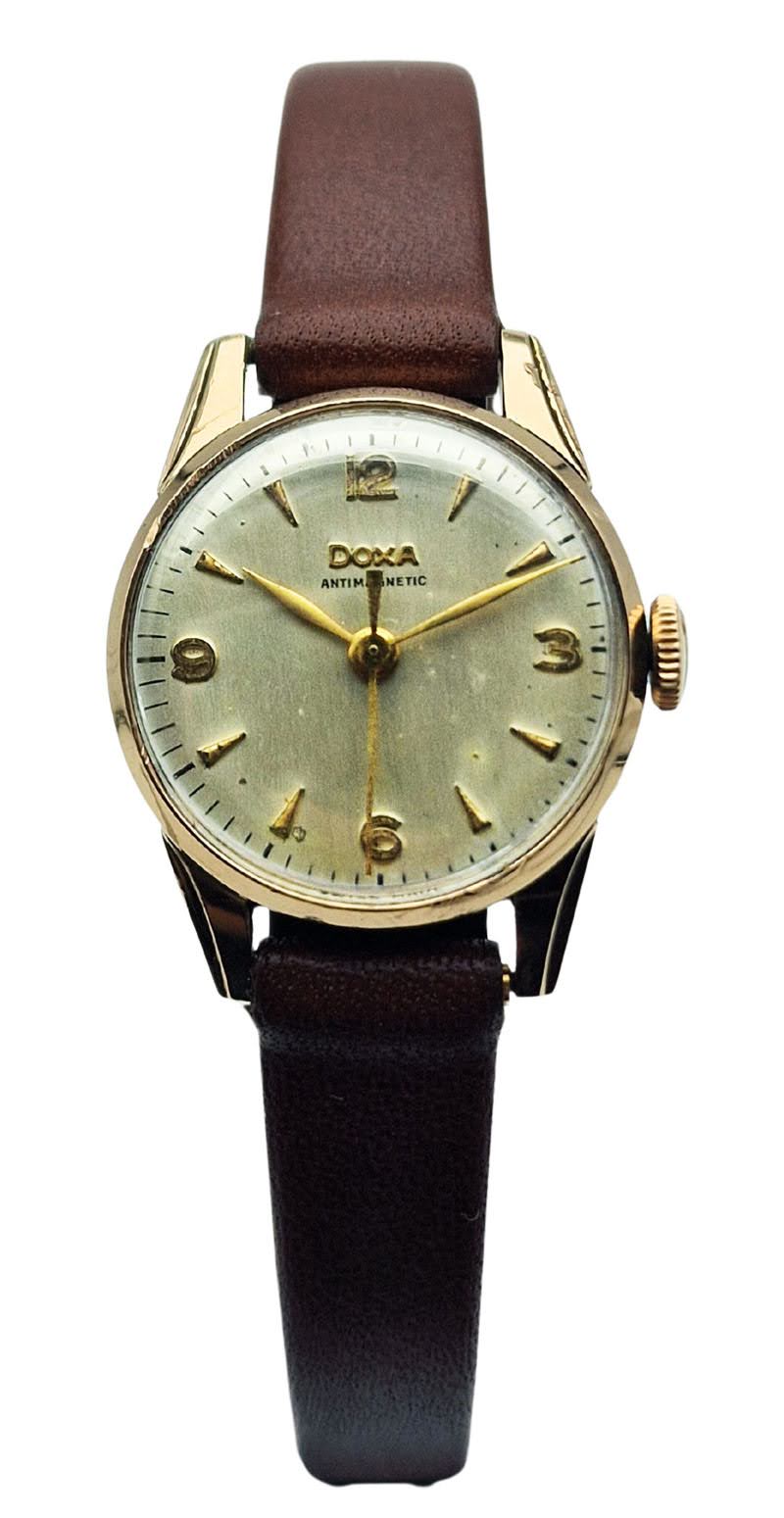 Damska złota 14K Doxa Anti-Magnetic z lat 50. - perfekcyjny stan!