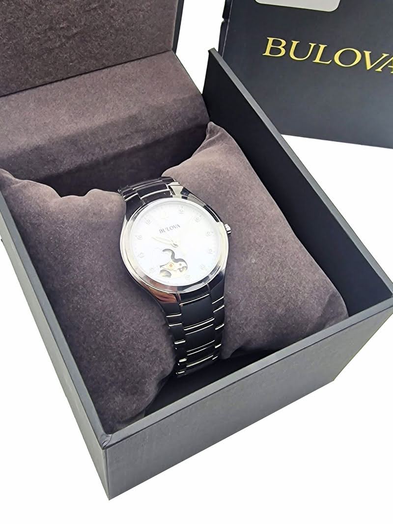 Bulova Automatic Ladies Open Heart - Fabryczny komplet!