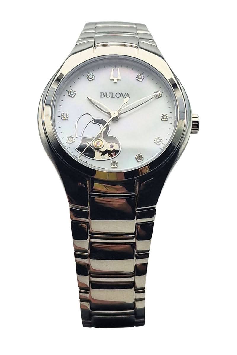 Bulova Automatic Ladies Open Heart - Fabryczny komplet!