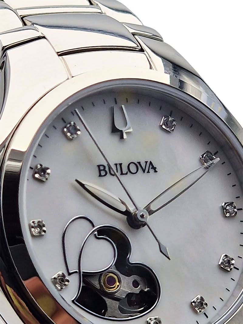 Bulova Automatic Ladies Open Heart - Fabryczny komplet!