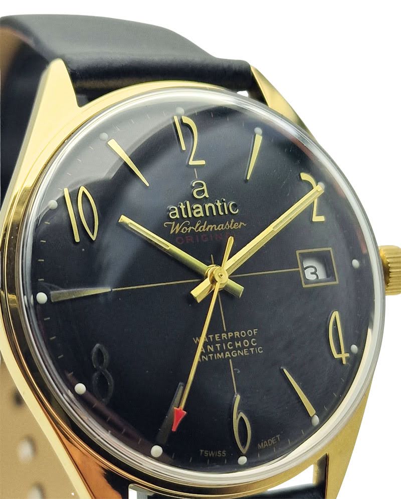 Pozłacany Atlantic Worldmaster Original 17 Jewels - piękny stan!