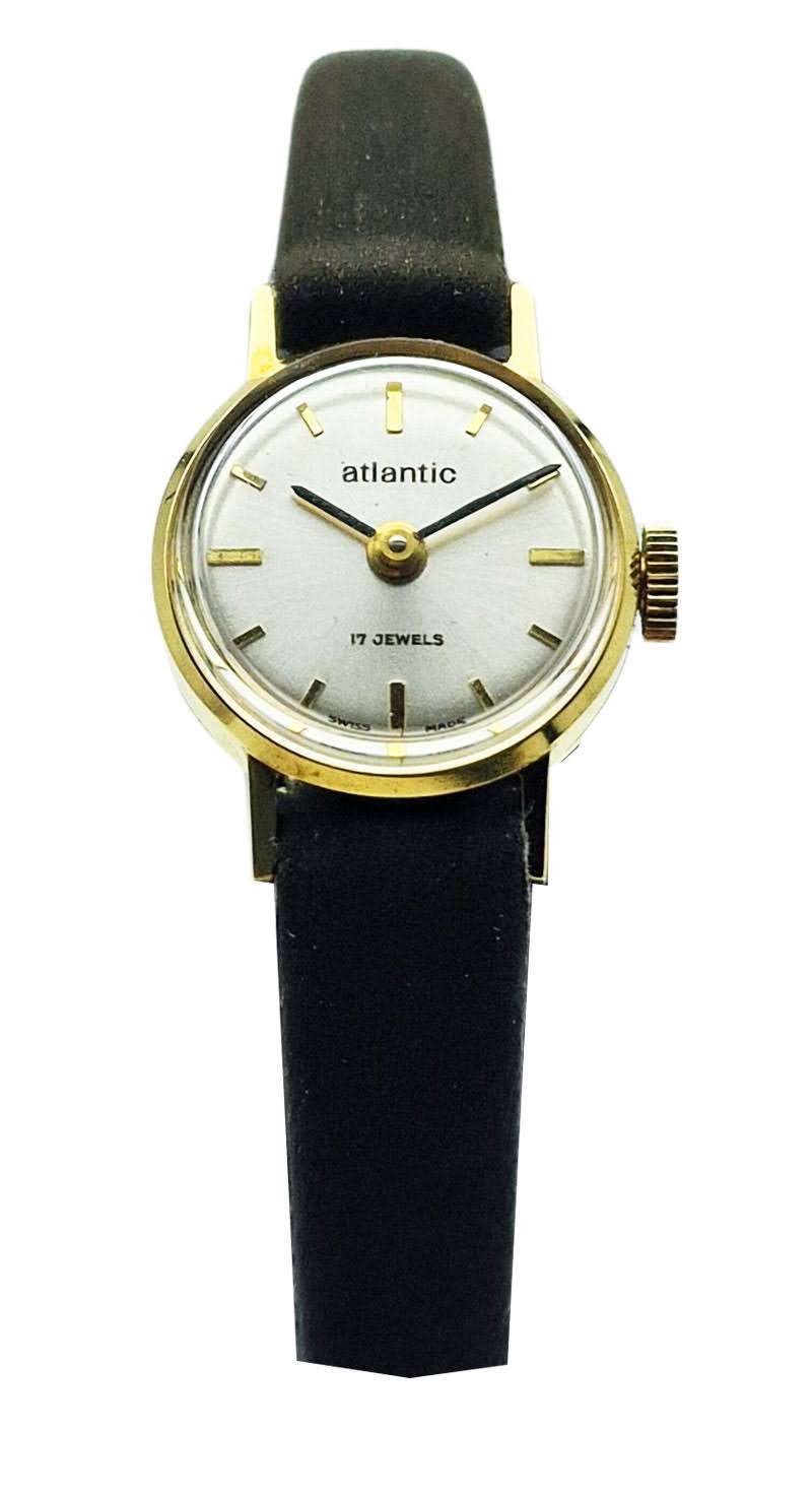 Złoty 18K 0.750 damski zegarek Atlantic lata 60. - idealny stan!