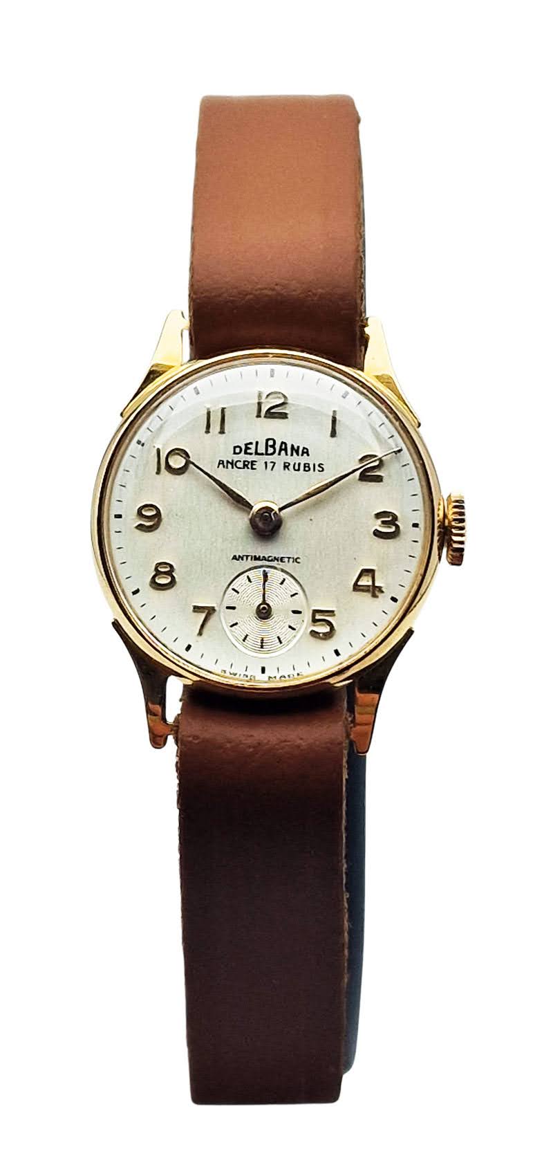 Złota 18K damska Delbana lata 50. - doskonały stan!