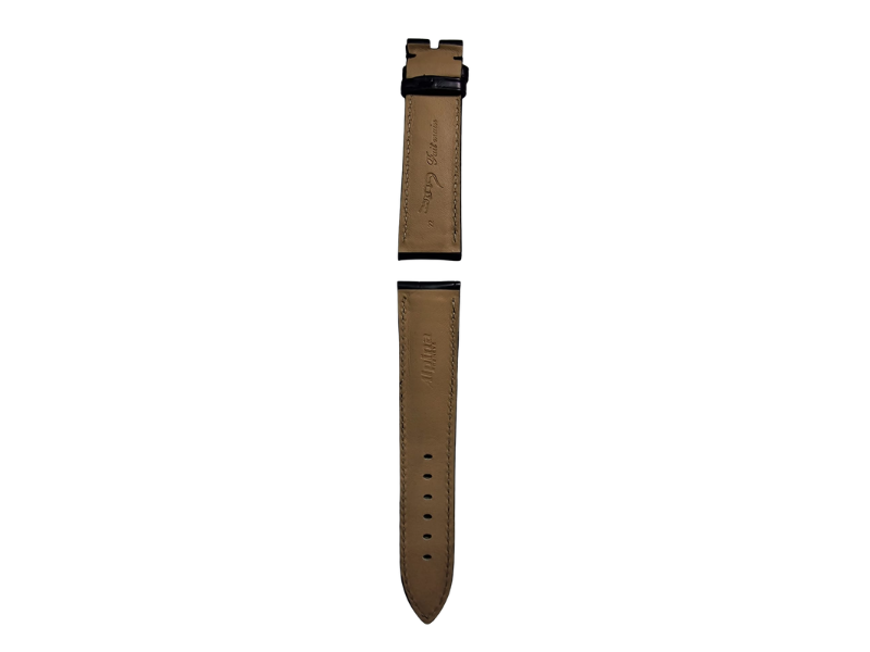 pasek Alpina z czarnej skóry krokodyla 22mm