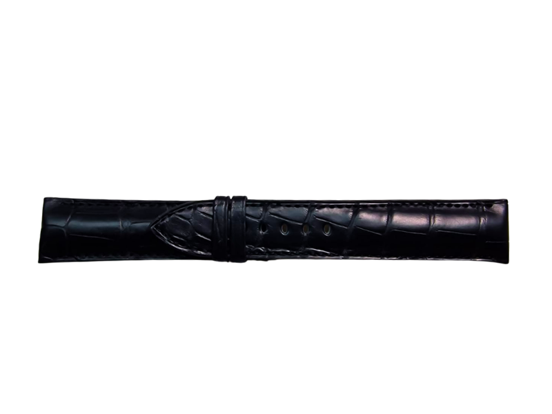 pasek Alpina z czarnej skóry krokodyla 22mm