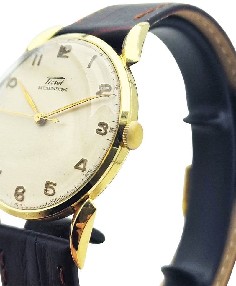 Złoty 14K Tissot Antimagnetique Cal. 27B-21 z 1950r. - perfekcyjny!