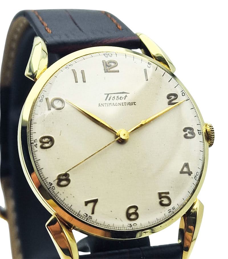 Złoty 14K Tissot Antimagnetique Cal. 27B-21 z 1950r. - perfekcyjny!