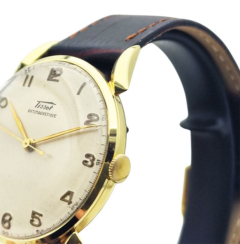 Złoty 14K Tissot Antimagnetique Cal. 27B-21 z 1950r. - perfekcyjny!