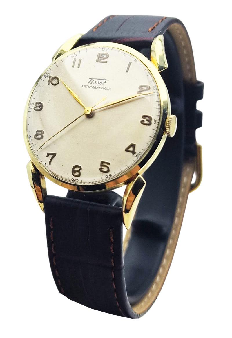 Złoty 14K Tissot Antimagnetique Cal. 27B-21 z 1950r. - perfekcyjny!