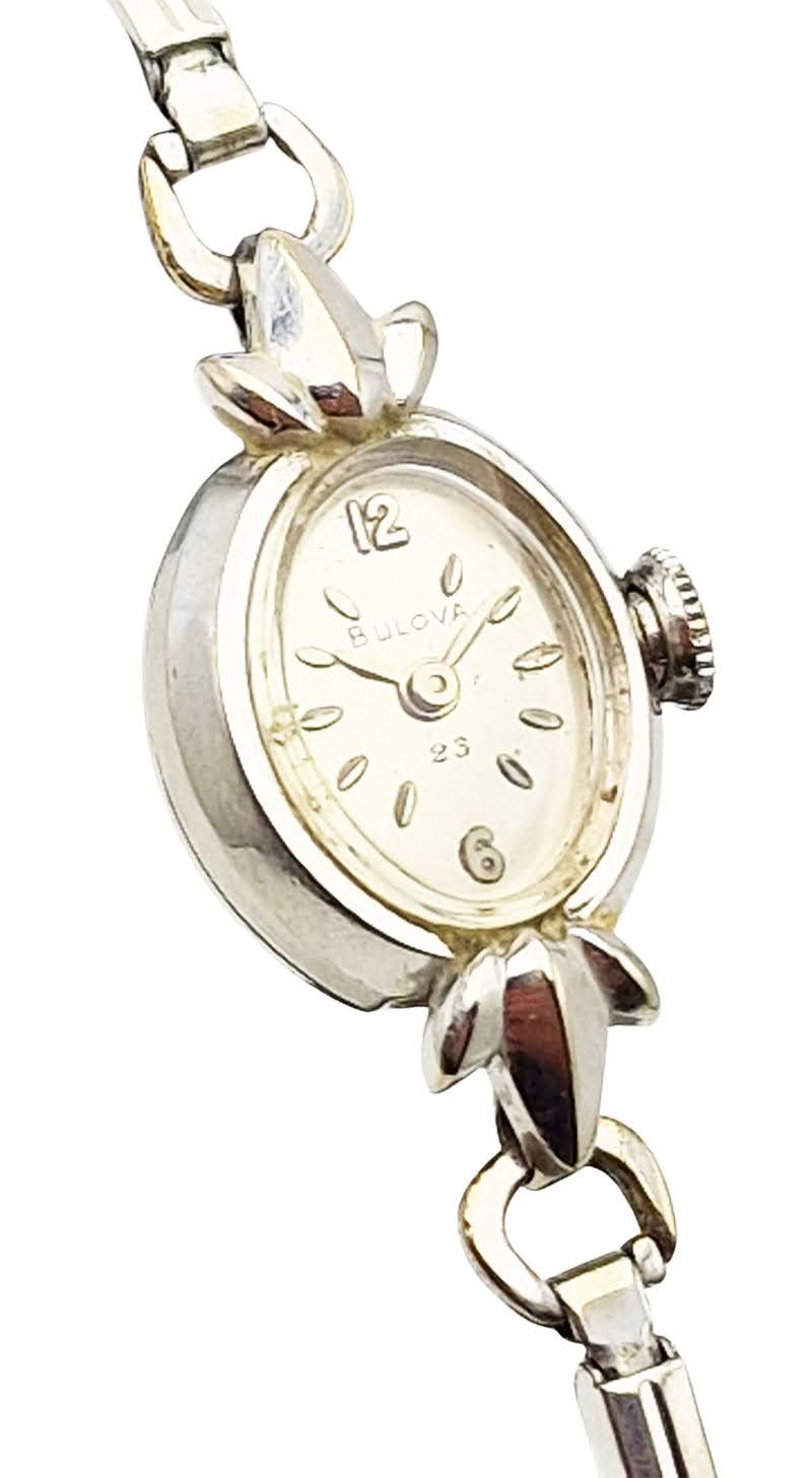Damska Bulova z 14-karatowego białego złota 1960r. - doskonały stan!