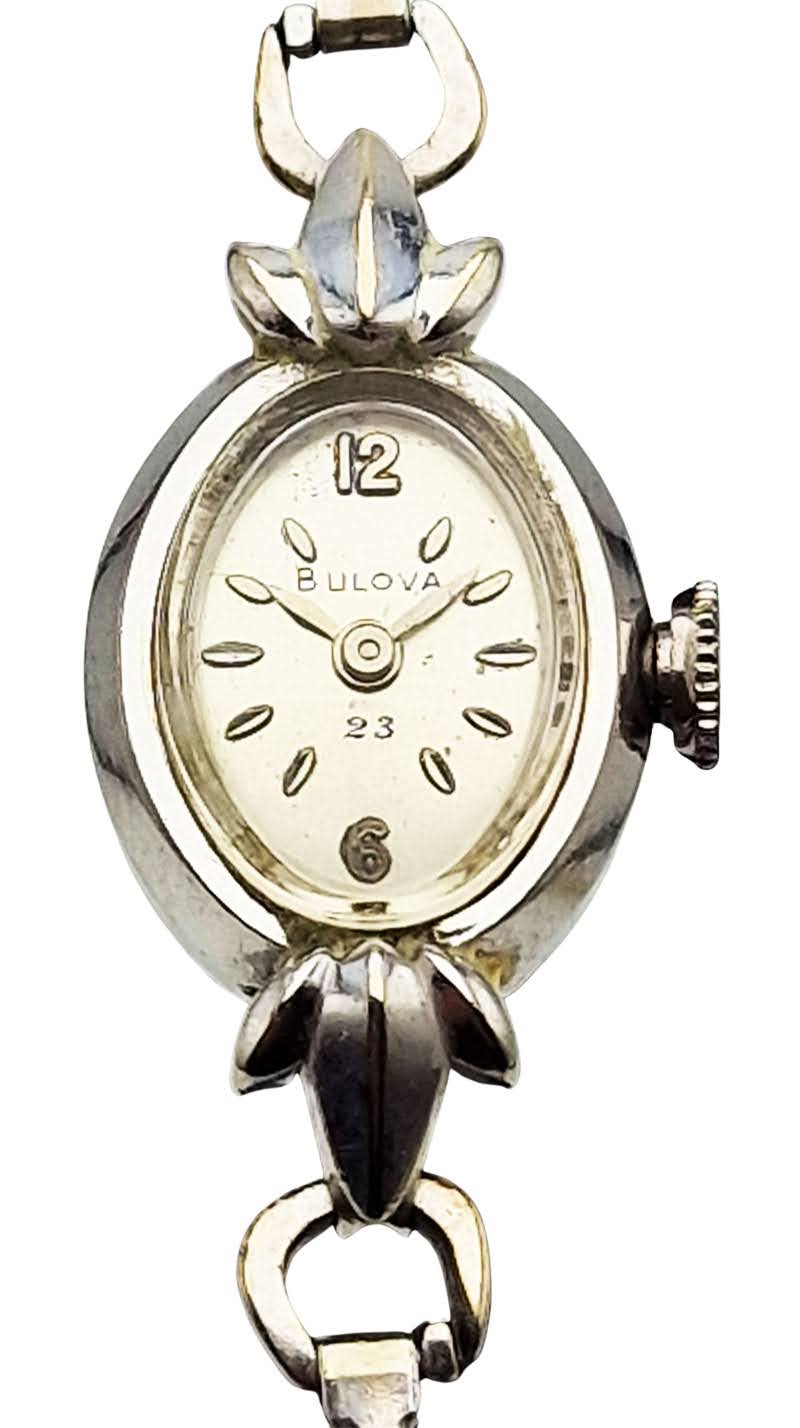 Damska Bulova z 14-karatowego białego złota 1960r. - doskonały stan!