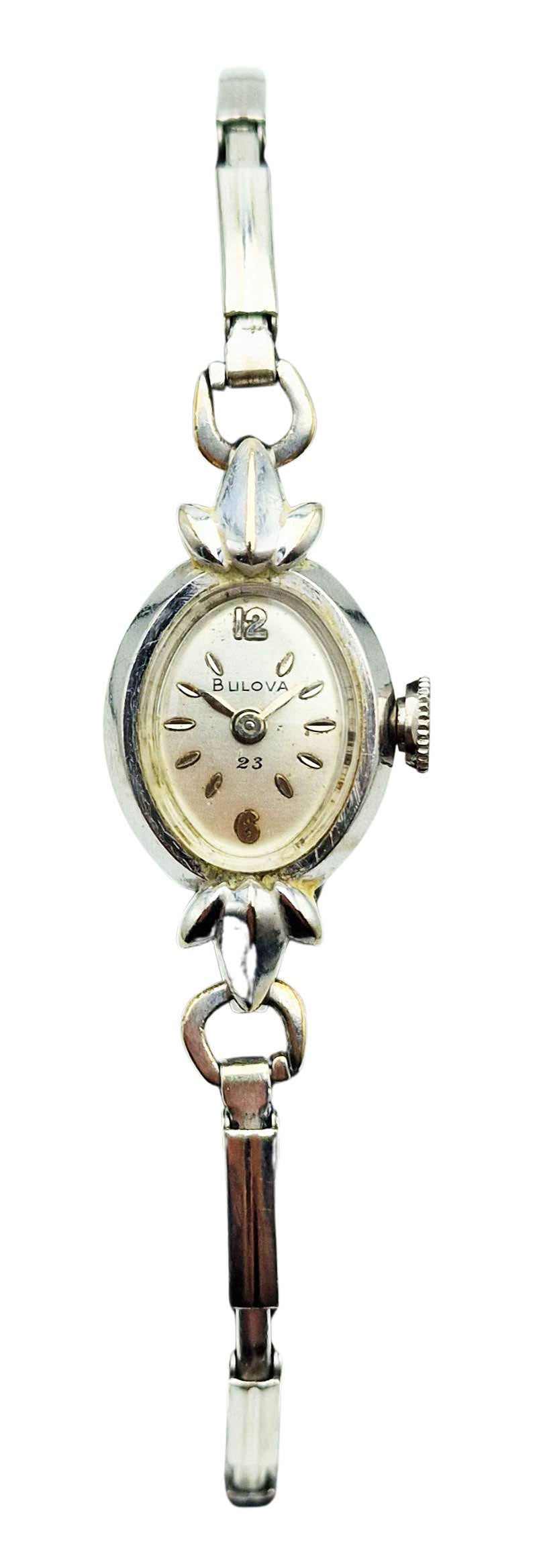 Damska Bulova z 14-karatowego białego złota 1960r. - doskonały stan!