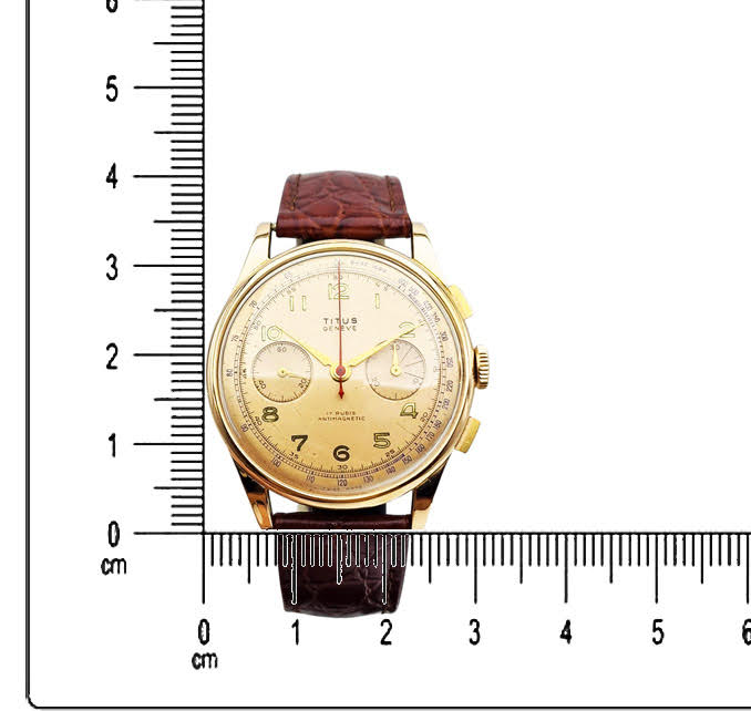 Złoty 14K Titus Genève Chronograph - doskonały stan!