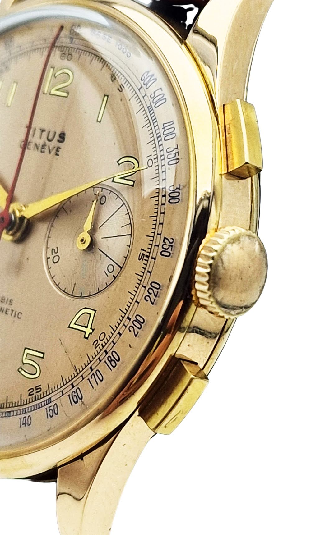 Złoty 14K Titus Genève Chronograph - doskonały stan!