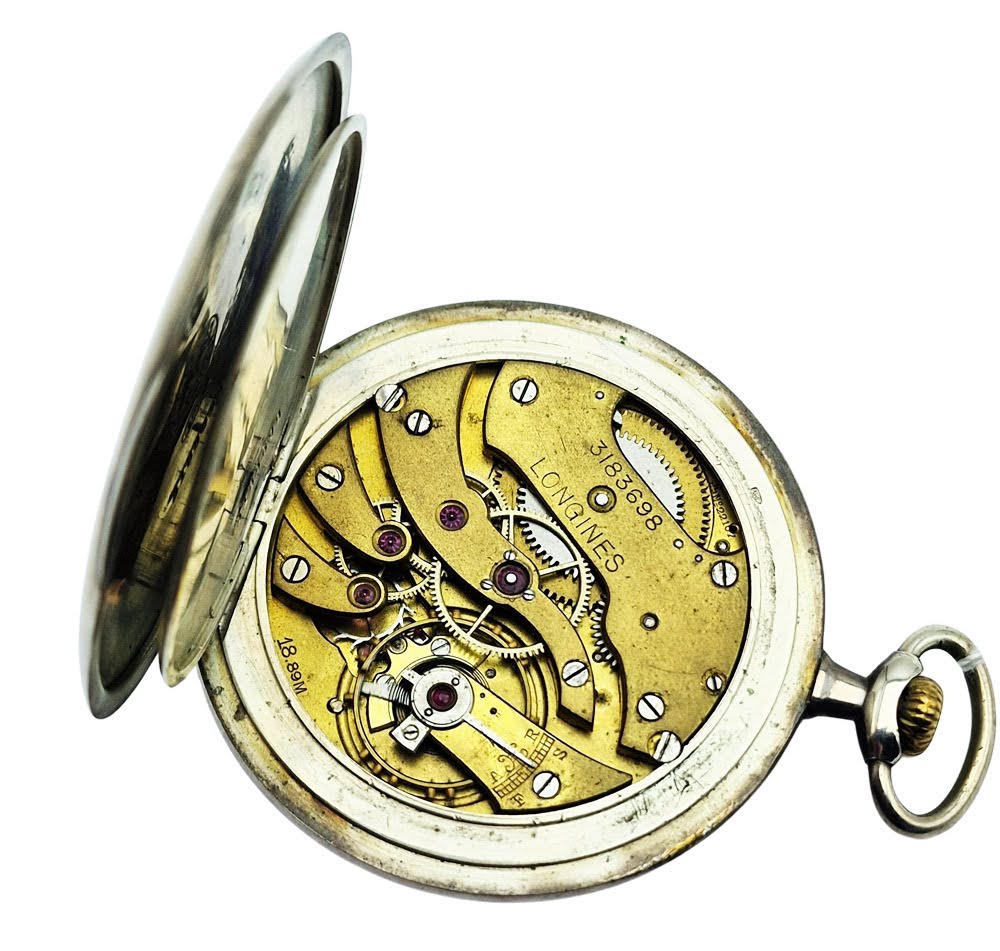 Srebrny 0.900 Longines Cal. 18.89M z 1914r. - doskonały stan!