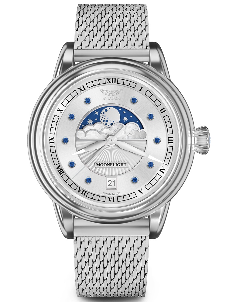 Zegarek Aviator Douglas Moonflight Gemstone Blue Sapphire Limited Edtion V.1.33.0.415.5 (V13304155)