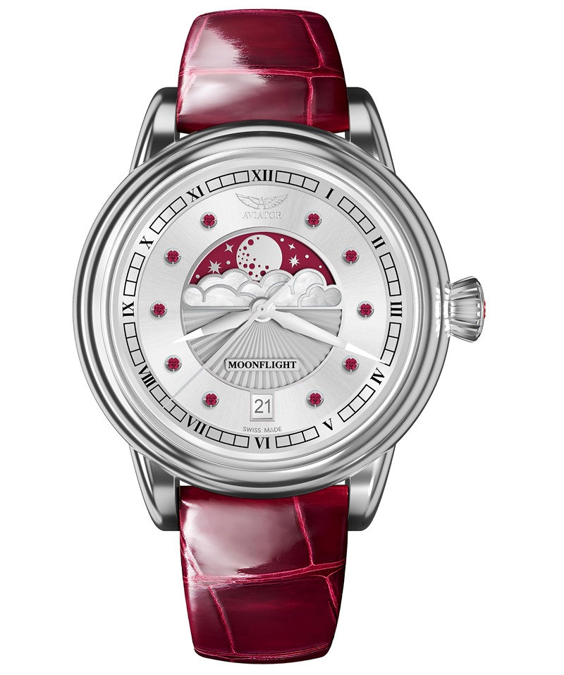 Zegarek Aviator Douglas Moonflight Gemstone Red Ruby Limited Edition V.1.33.0.419.4 (V13304194)