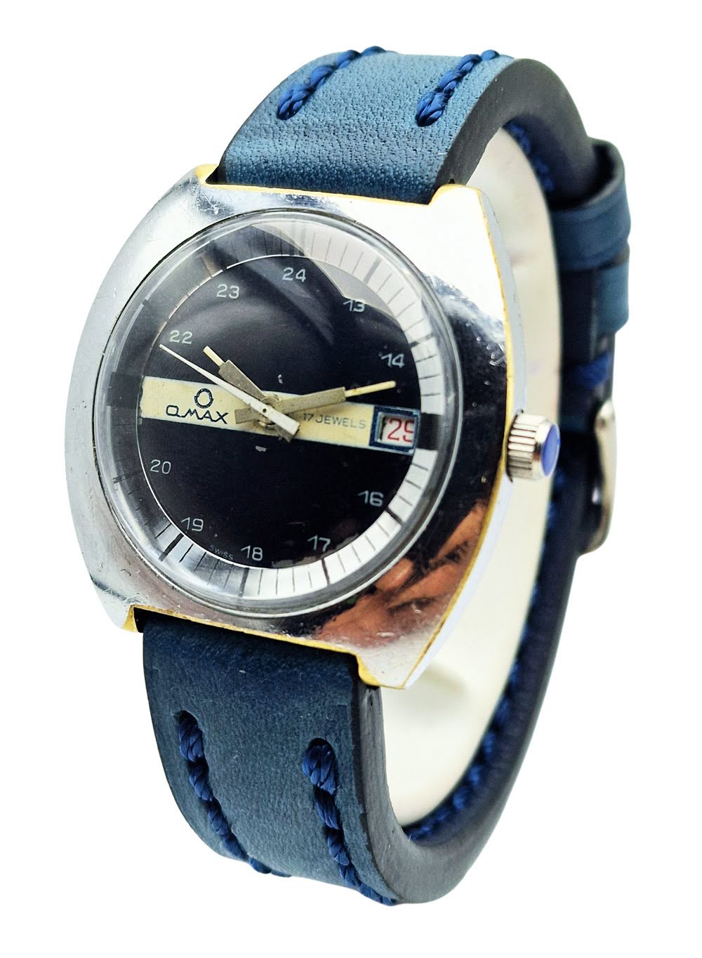 Unikatowy Omax 17 Jewels FHF 969 lata 70. - dobry stan!