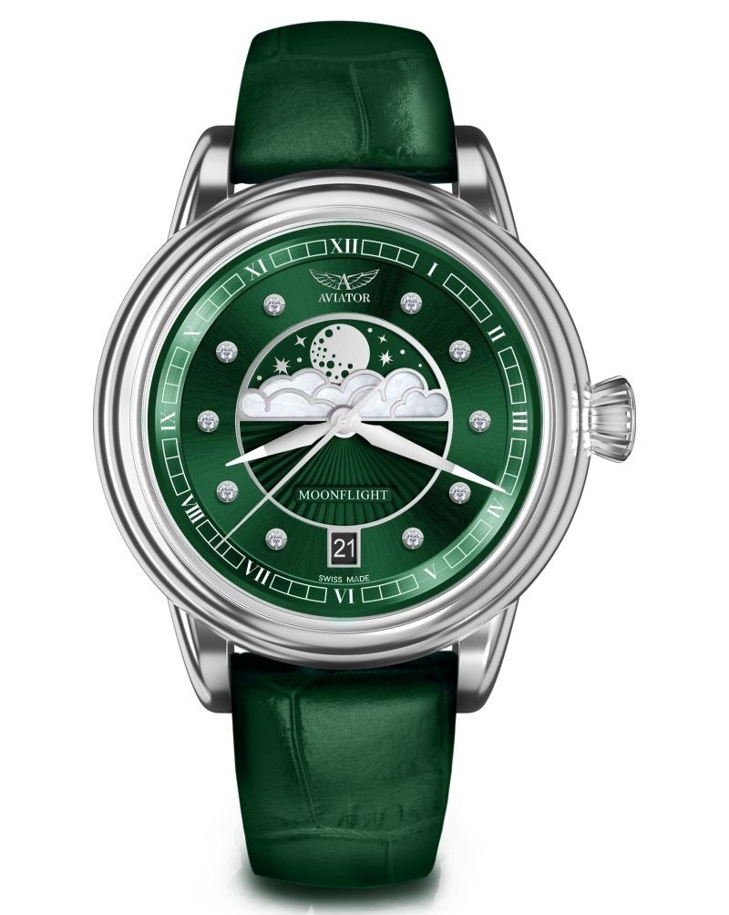 Zegarek Aviator Douglas Moonflight Diamond Polska Edycja V.1.33.0.390.4 (V13303904)