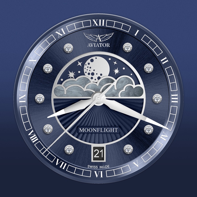 Zegarek Aviator Douglas Moonflight Diamond Limited Edition V.1.33.0.379.4 (V13303794)
